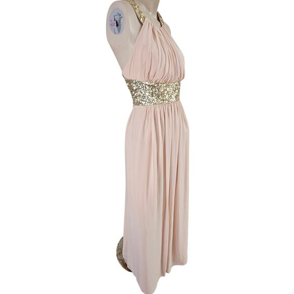 NWT Calvin Klein Dress Nude Flowy Chiffon Layers Soft Sheer Goddess Ballet 10 - Picture 5 of 15